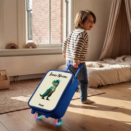 Dino - Dier - Groen Kinderkoffer - Blauw klein -sfeer1