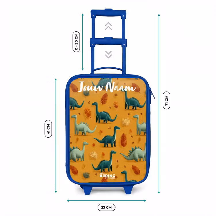 Dino - Dieren - Patroon Kinderkoffer - Blauw klein -productfoto_formaten