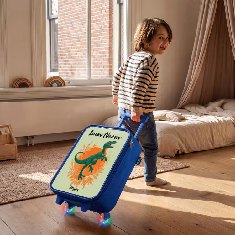 Dino - Natuur - Groen Kinderkoffer - Blauw klein -sfeer1