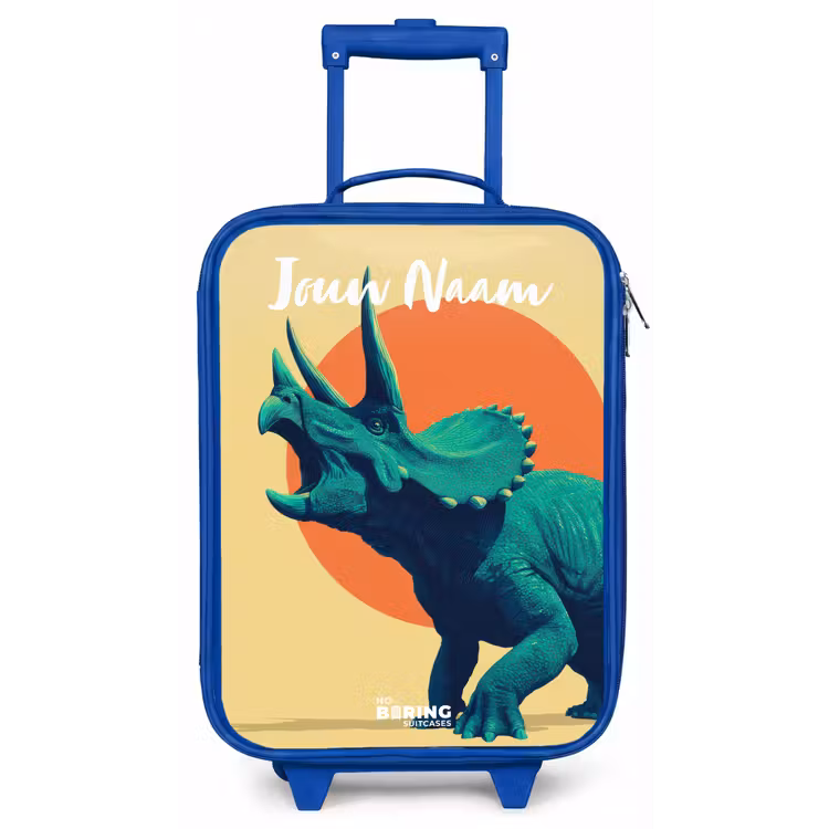 Dino - Triceratops  - Dier Kinderkoffer - Blauw klein -zz3dotto
