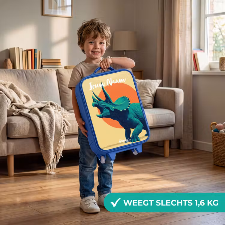 Dino - Triceratops  - Dier Kinderkoffer - Blauw klein -sfeer2_NL