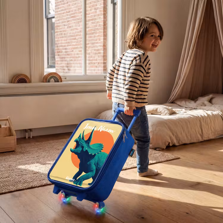Dino - Triceratops  - Dier Kinderkoffer - Blauw klein -sfeer1
