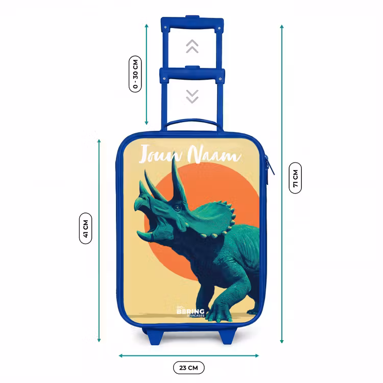 Dino - Triceratops  - Dier Kinderkoffer - Blauw klein -productfoto_formaten