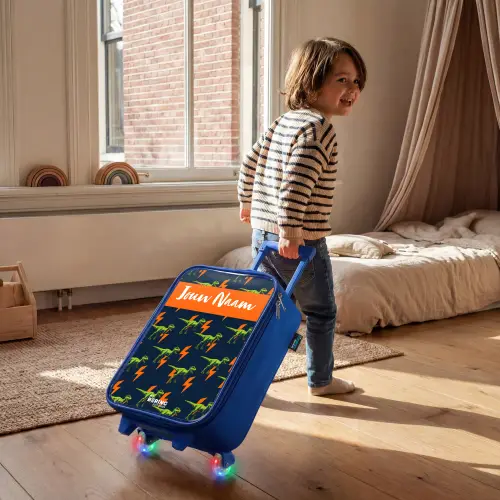 Dinos - Bliksem - Dieren - Blauw Kinderkoffer - Blauw klein -sfeer1