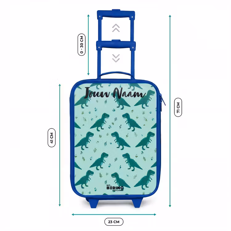 Dinos - Patroon - Groen Kinderkoffer - Blauw klein -productfoto_formaten