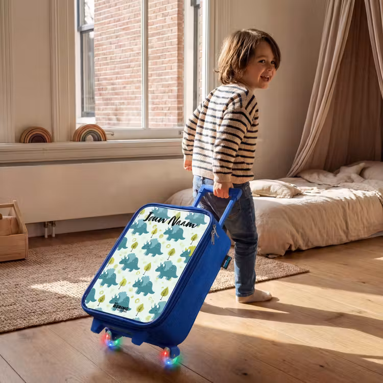Dinos - Patroon - Natuur Kinderkoffer - Blauw klein -sfeer1