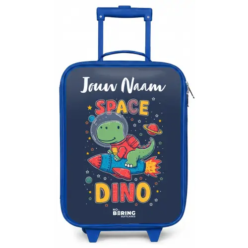 Dinosaurus - Groen - Raket - Sterrenhemel Kinderkoffer - Blauw klein -zz3dotto