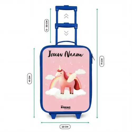 Eenhoorn - Vleugels - Roze - Regenboog Kinderkoffer - Blauw klein -productfoto_formaten