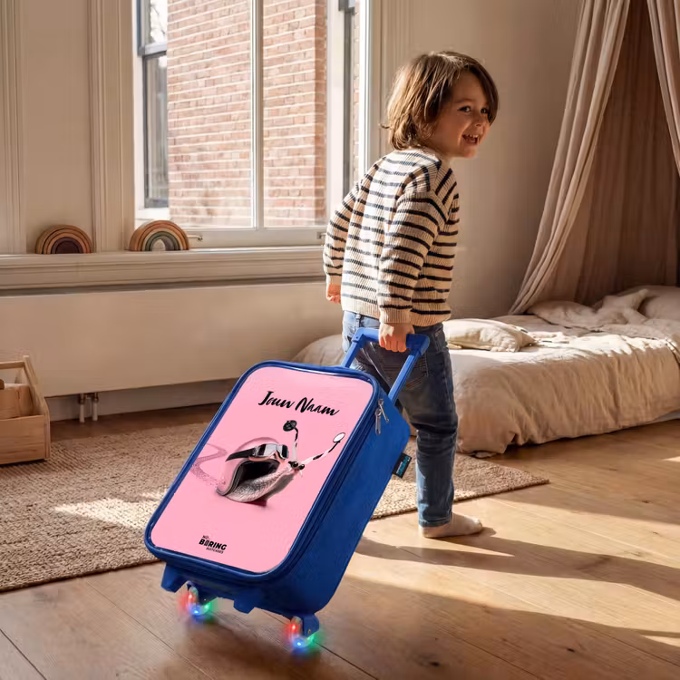 Escar-Go - Roze Kinderkoffer - Blauw klein -sfeer1
