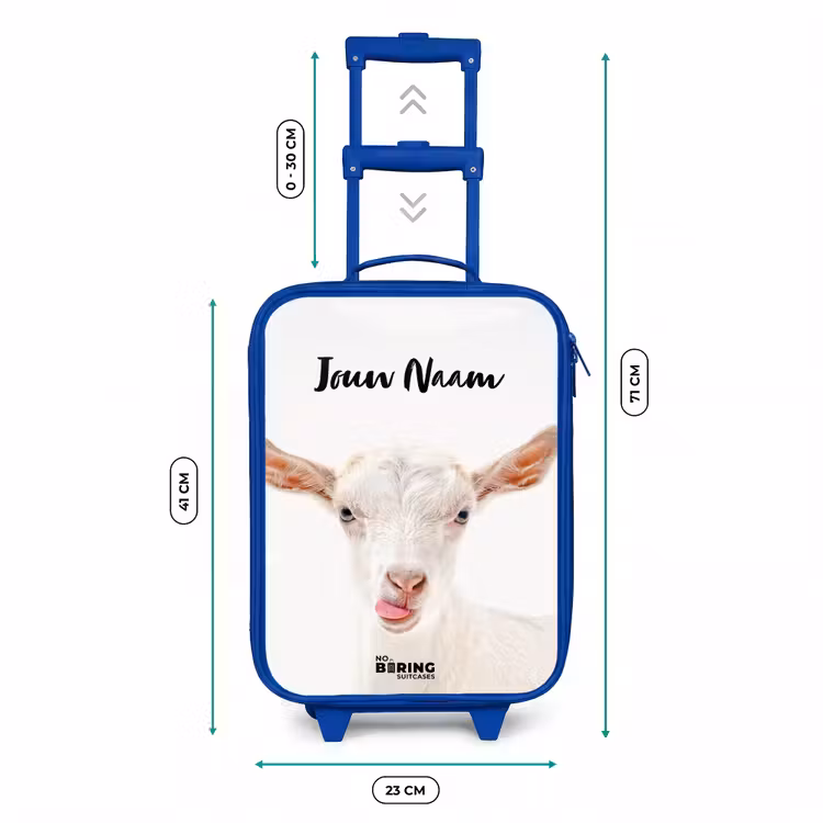 Geit die z'n Tong Uitsteekt Kinderkoffer - Blauw klein -productfoto_formaten