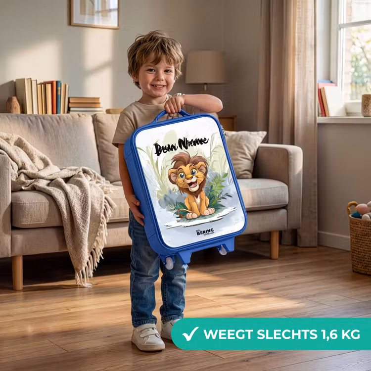 Guusje giraf Kinderkoffer - Blauw klein -sfeer2_NL