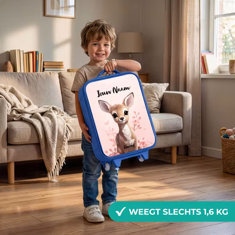 Hedwig hertje Kinderkoffer - Blauw klein -sfeer2_NL