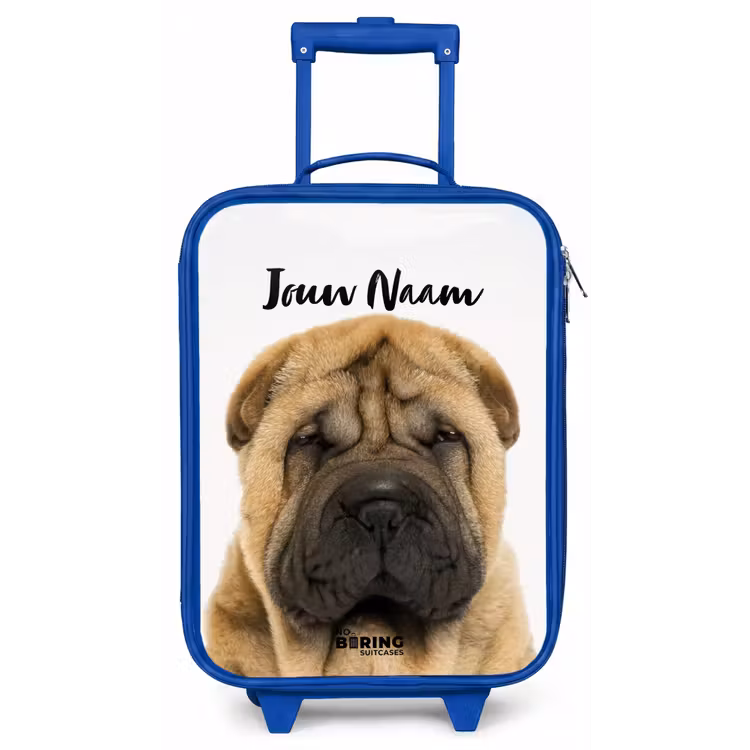 Hondje met Boos Hoofd Kinderkoffer - Blauw klein -zz3dotto
