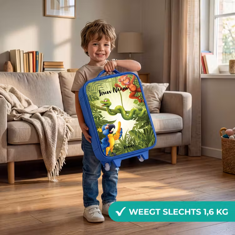 Jolige jungle Kinderkoffer - Blauw klein -sfeer2_NL