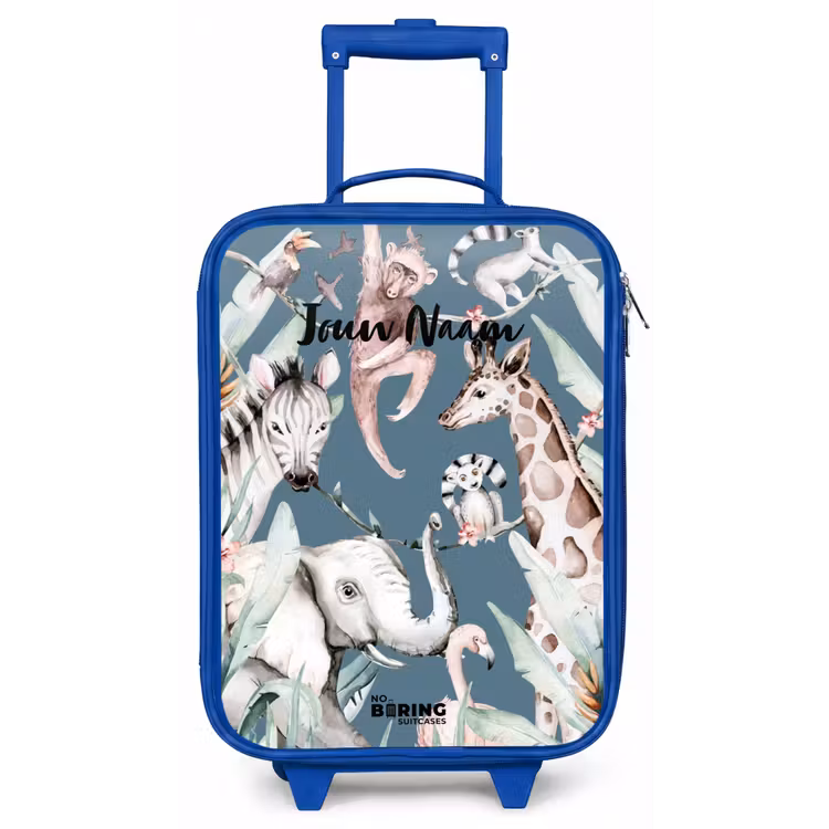 Jungle Dierenfeest Kinderkoffer - Blauw klein -zz3dotto