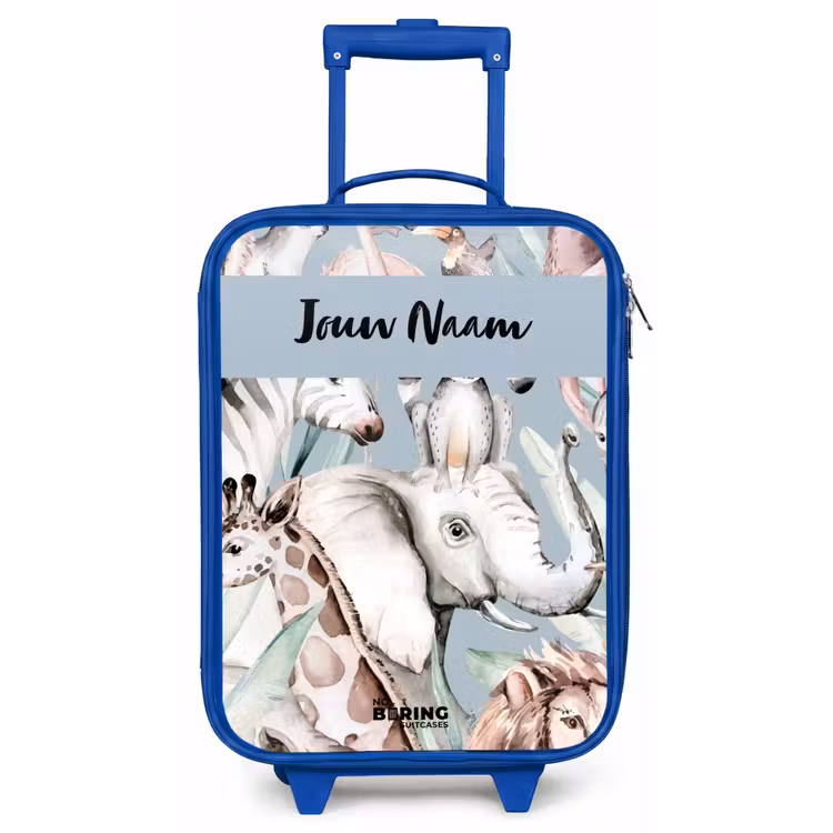 Jungle in Lichte Kleuren Kinderkoffer - Blauw klein -zz3dotto