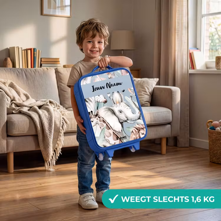 Jungle in Lichte Kleuren Kinderkoffer - Blauw klein -sfeer2_NL