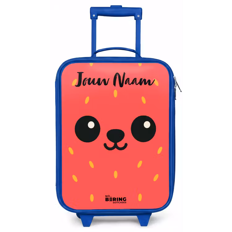 Kawai - Aardbei - Rood Kinderkoffer - Blauw klein -zz3dotto