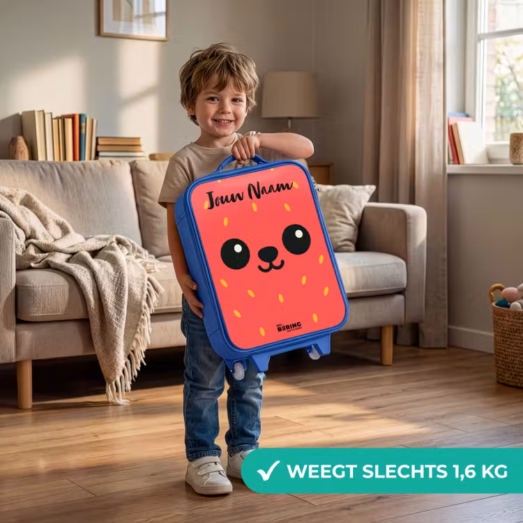 Kawai - Aardbei - Rood Kinderkoffer - Blauw klein -sfeer2_NL