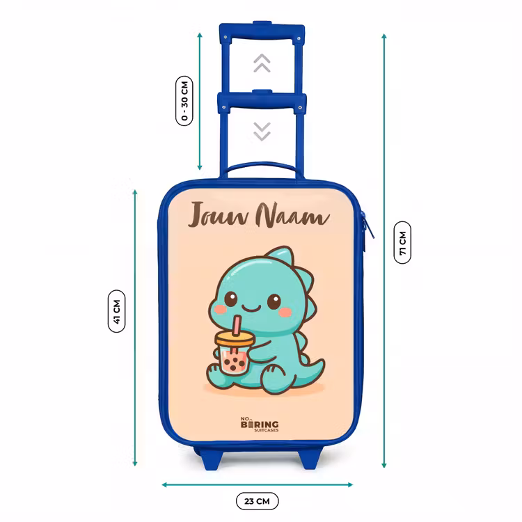Kawai - Dino - Bubbletea Kinderkoffer - Blauw klein -productfoto_formaten