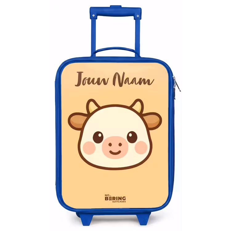 Kawai - Koe - Bruin Kinderkoffer - Blauw klein -zz3dotto
