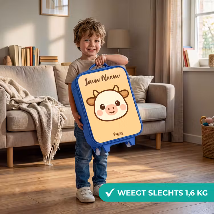Kawai - Koe - Bruin Kinderkoffer - Blauw klein -sfeer2_NL