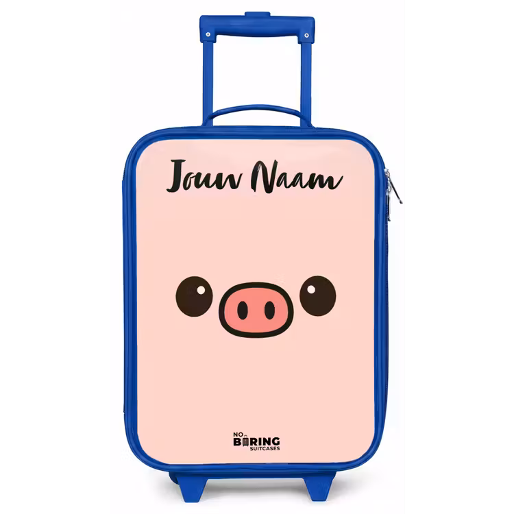 Kawai - Varken - Roze Kinderkoffer - Blauw klein -zz3dotto