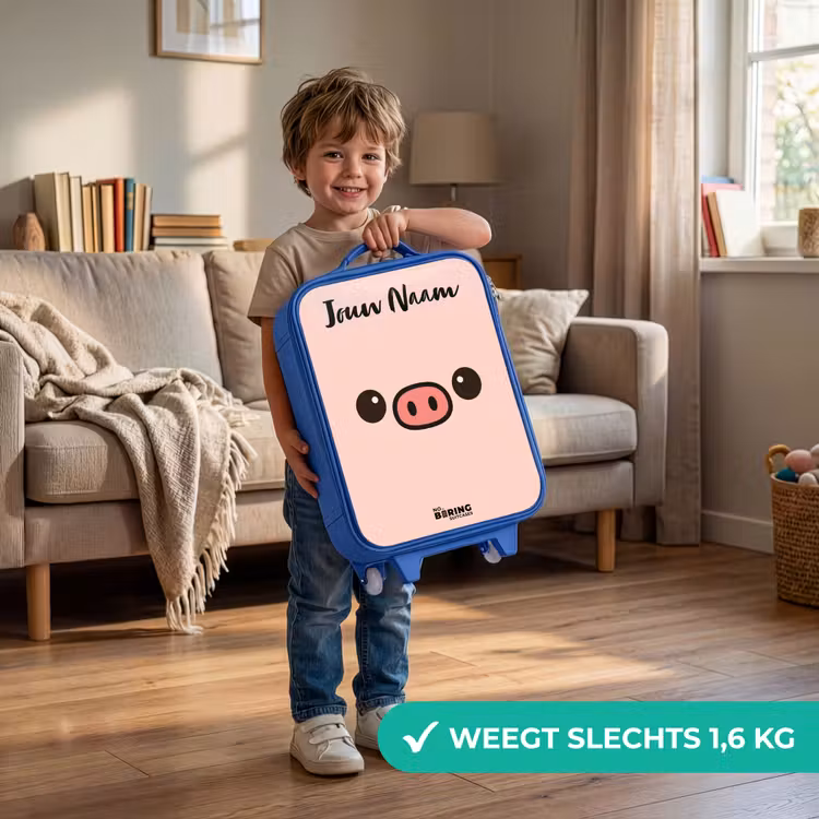 Kawai - Varken - Roze Kinderkoffer - Blauw klein -sfeer2_NL