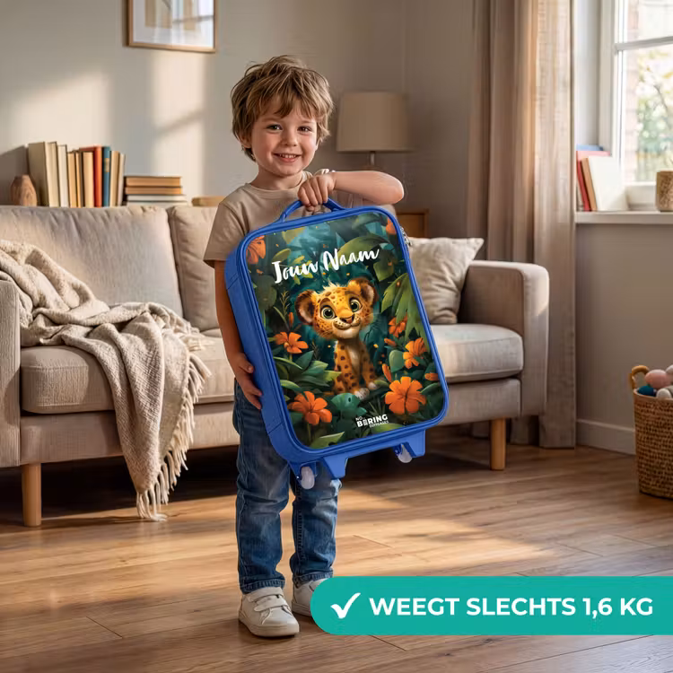 Liam luipaardje Kinderkoffer - Blauw klein -sfeer2_NL