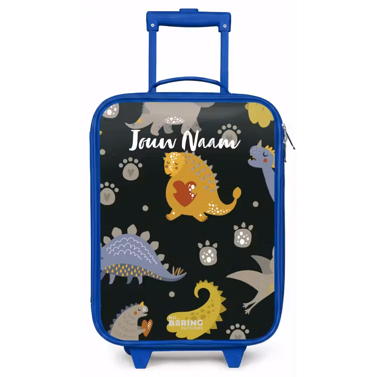 Liefdevolle dinosaurus Kinderkoffer - Blauw klein -zz3dotto