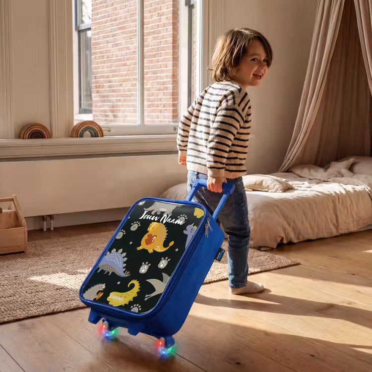 Liefdevolle dinosaurus Kinderkoffer - Blauw klein -sfeer1