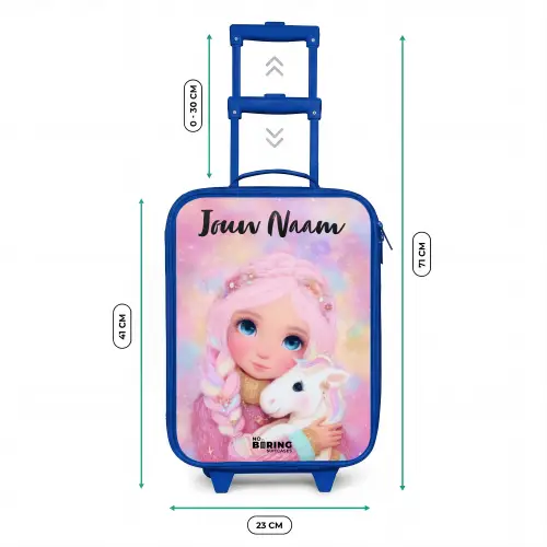 Meisje - Eenhoorn - Roze Kinderkoffer - Blauw klein -productfoto_formaten