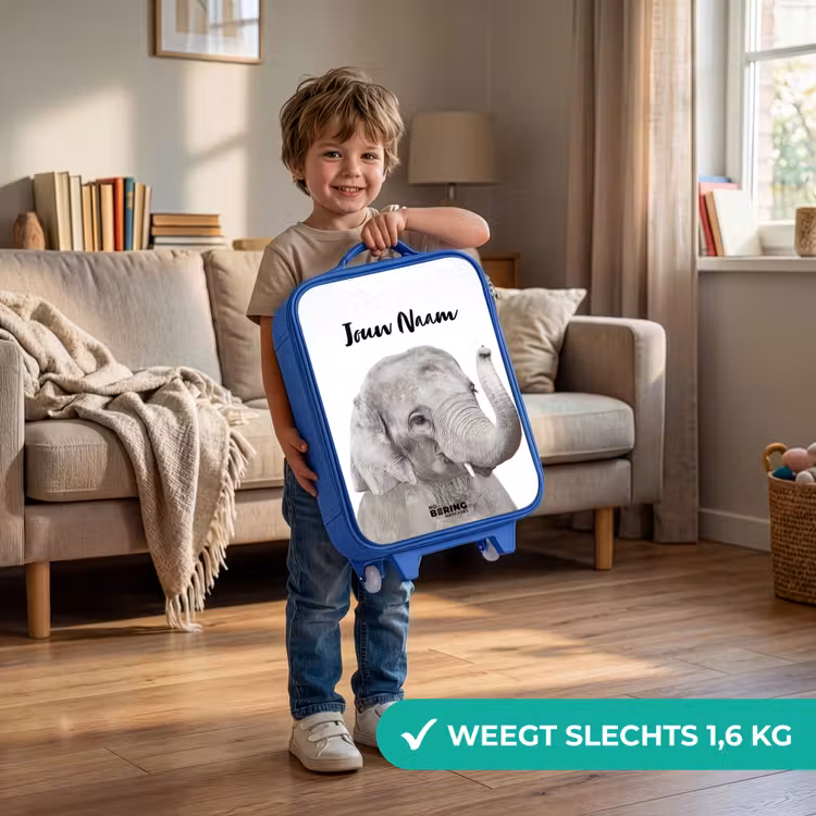 Oscar Olifant Kinderkoffer - Blauw klein -sfeer2_NL