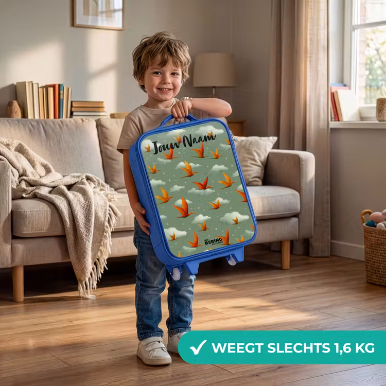 Patroon - Dino - Pterosaurussen Kinderkoffer - Blauw klein -sfeer2_NL