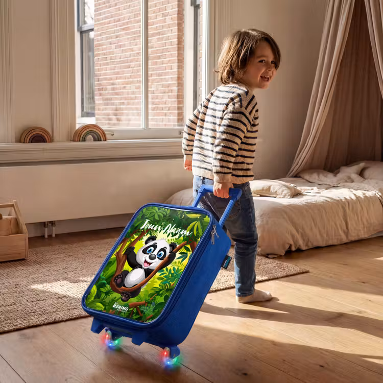Pedro panda Kinderkoffer - Blauw klein -sfeer1