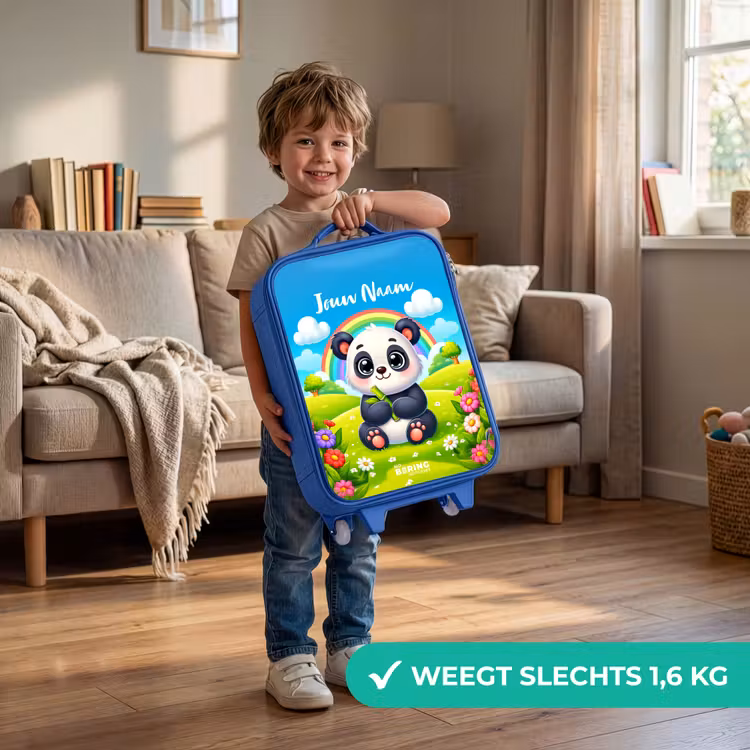 Pukkie Panda Kinderkoffer - Blauw klein -sfeer2_NL