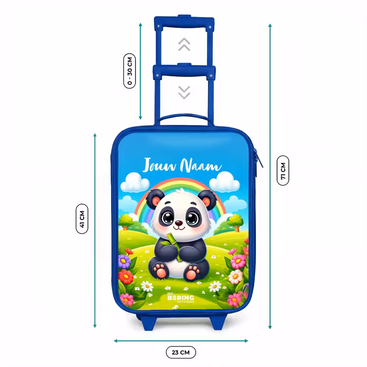 Pukkie Panda Kinderkoffer - Blauw klein -productfoto_formaten