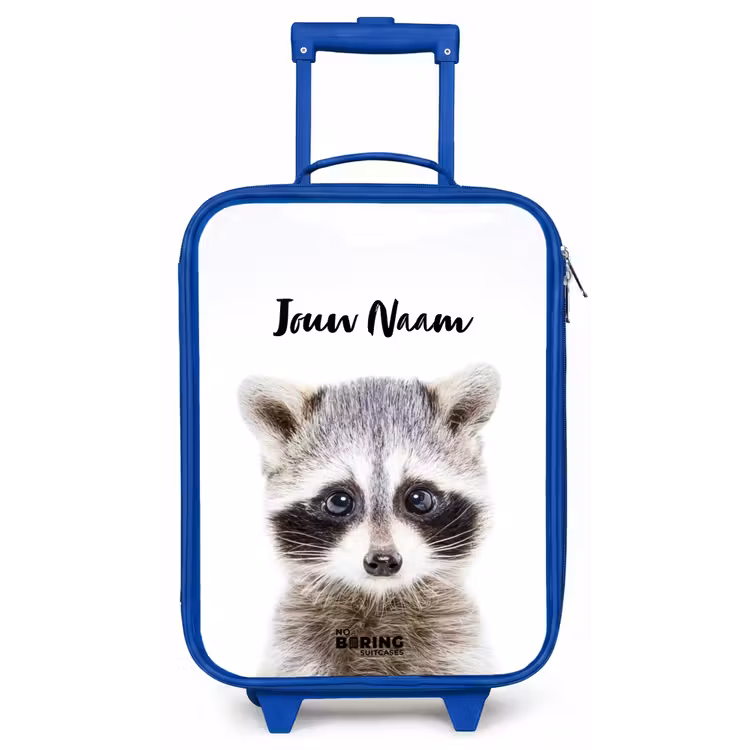 Rachid Racoon Kinderkoffer - Blauw klein -zz3dotto