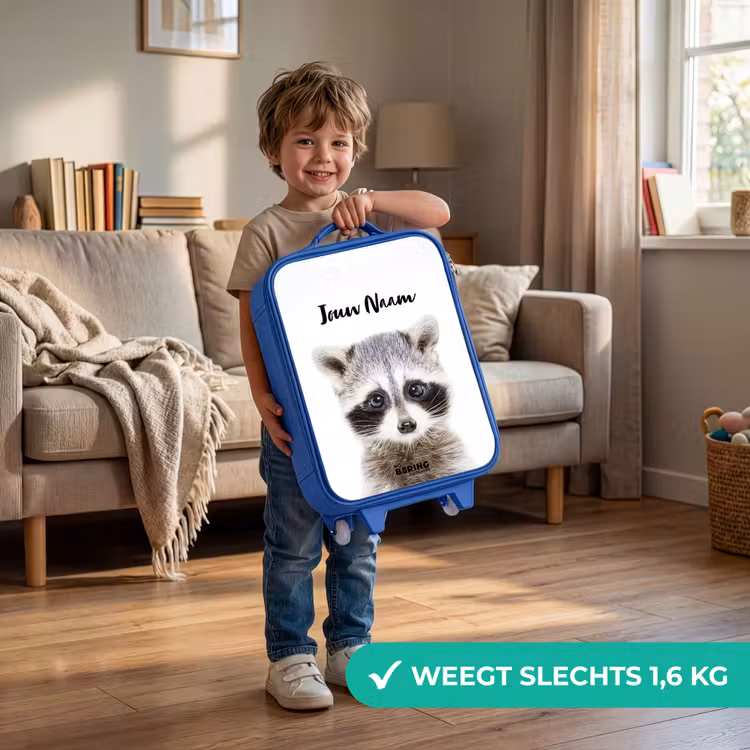 Rachid Racoon Kinderkoffer - Blauw klein -sfeer2_NL