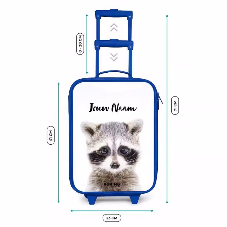 Rachid Racoon Kinderkoffer - Blauw klein -productfoto_formaten