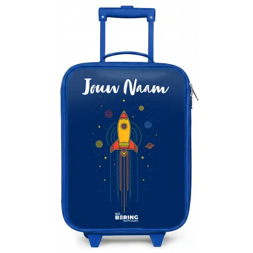 Raket - Planeten - Sterren Kinderkoffer - Blauw klein -zz3dotto