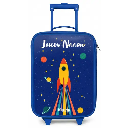 Raket - Sterren - Planeet - Ruimte Kinderkoffer - Blauw klein -zz3dotto
