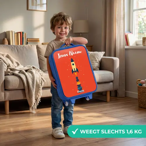 Raket - Sterren - Planeten Kinderkoffer - Blauw klein -sfeer2_NL