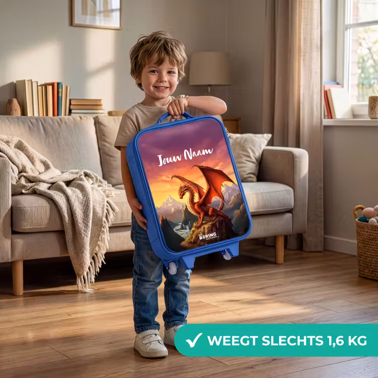 Rode reuzendraak Kinderkoffer - Blauw klein -sfeer2_NL