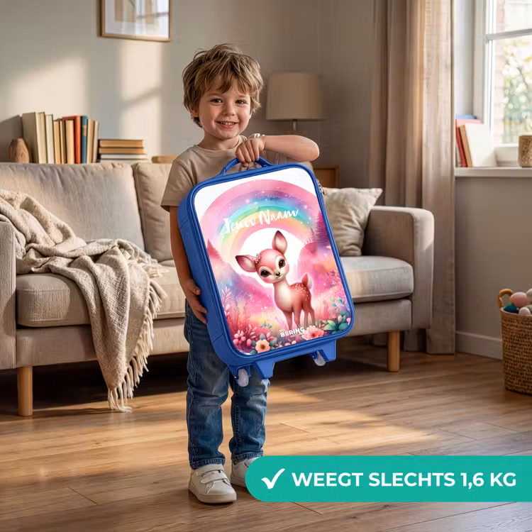 Roze reebokje Kinderkoffer - Blauw klein -sfeer2_NL