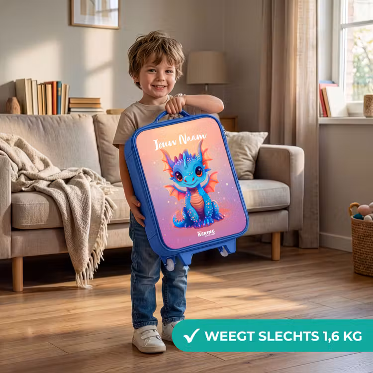 Schattige baby draak Kinderkoffer - Blauw klein -sfeer2_NL