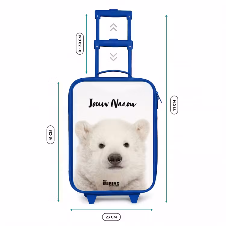 Schattige Ijsbeer Kinderkoffer - Blauw klein -productfoto_formaten