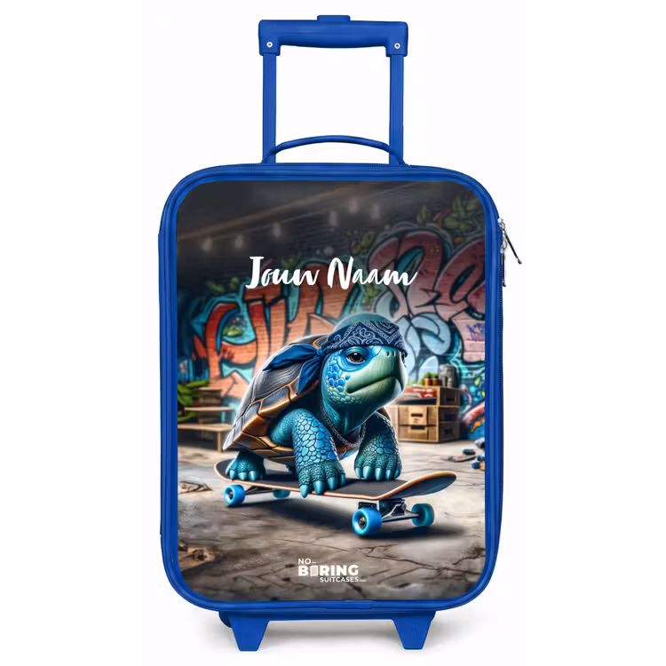 Skater schildpad Kinderkoffer - Blauw klein -zz3dotto