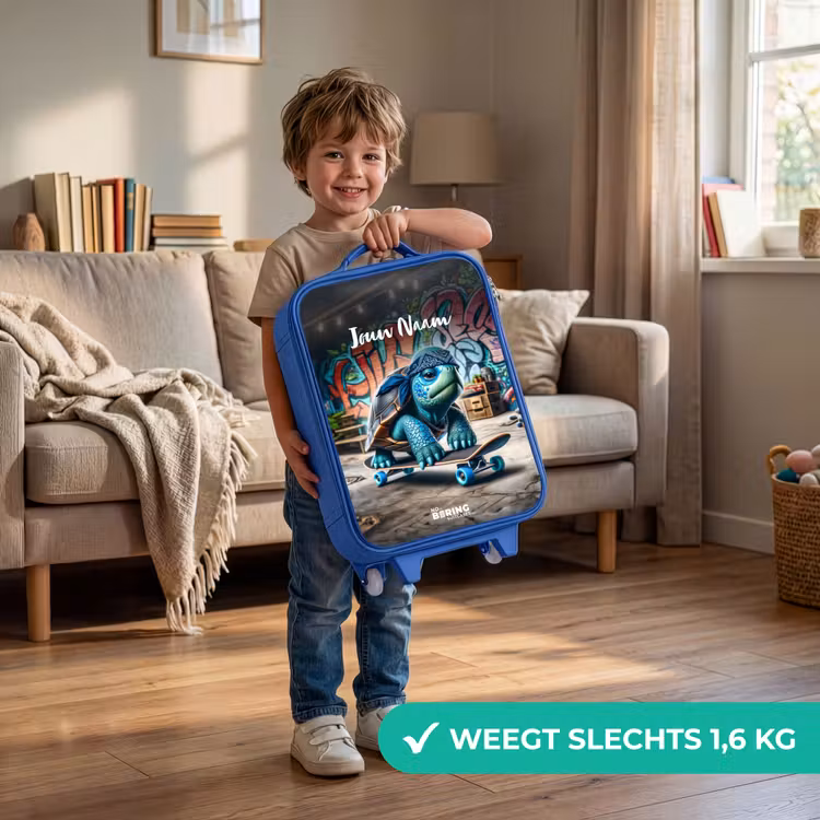 Skater schildpad Kinderkoffer - Blauw klein -sfeer2_NL