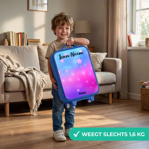 Sterren - Roze - Blauw Kinderkoffer - Blauw klein -sfeer2_NL